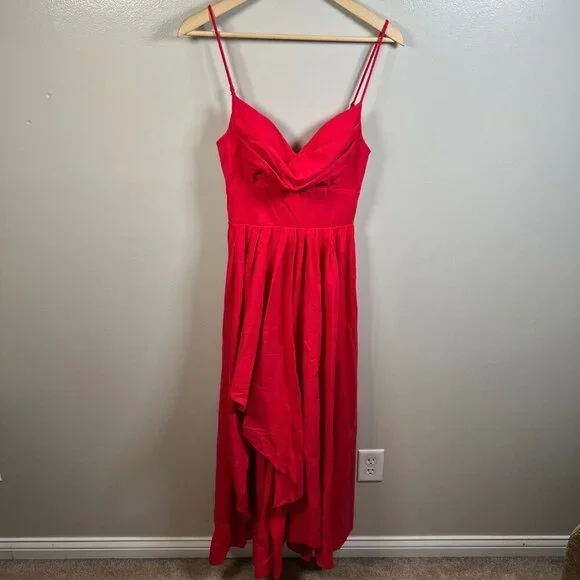 Hello Molly My Standards Maxi Dress Size 4 Red Assymetrical Event Party Wedding - Picture 2 of 12